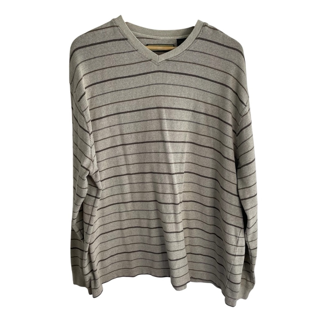 NATURAL LIFE Cream and Brown Striped Sweater Size XXL cotton light academia